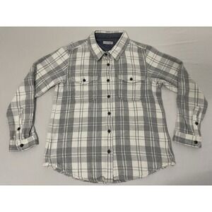 Outerknown Plaid Blanket Flannel Shirt Women's Size M/L White‎ / Grey Button Up